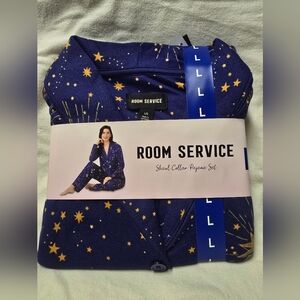 Room Service Celestial 2 piece Shawl Collar Pajama Set